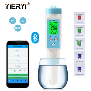 Yieryi BLE-9902 pH Meter with Bluetooth – 3-in-1 EC & Temperature Measurement for Accurate Water Testing in Pools, Tanks, and Gardens