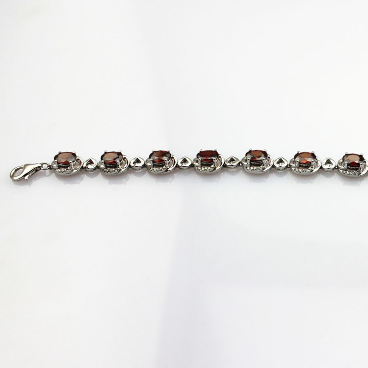 Sterling Silver 5x7mm Oval Amethyst Cubic Zircon Tennis Bracelet(B06PURPLE)