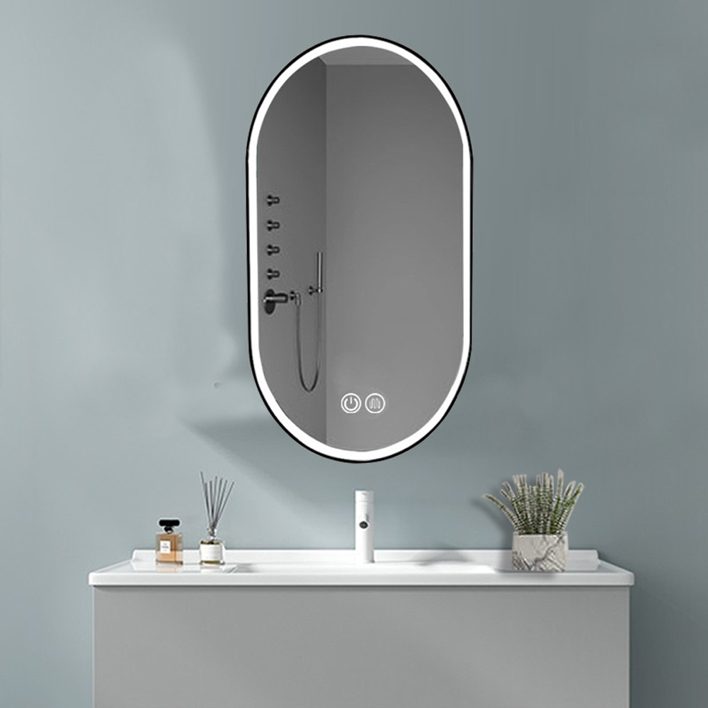 Small Salon Hanging Wall With Led Mirror Backlit Bathroom Smart Fitness Bevelled Touch
