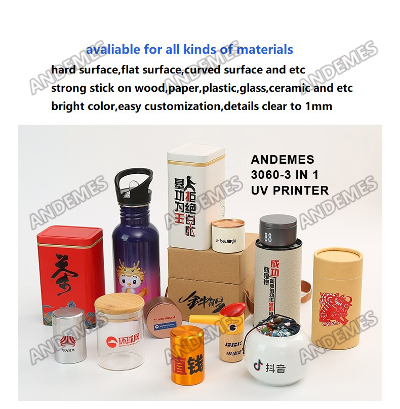 3060 Dual Head XP600 Sticker Roll Bottle Cylinder Printing A3 Flatbed Uv Printer With 1