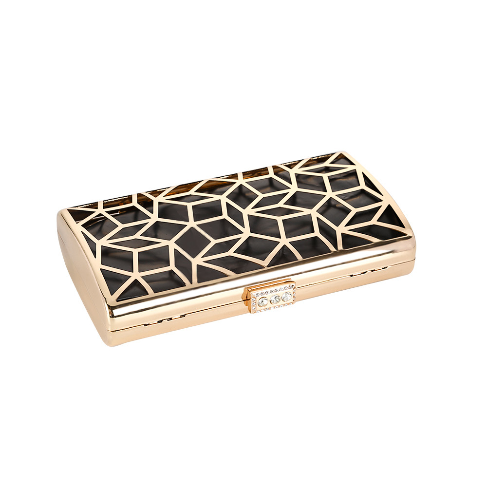 Cubes Pattern Gold Hollow Out Clutch Frame OEM ODM