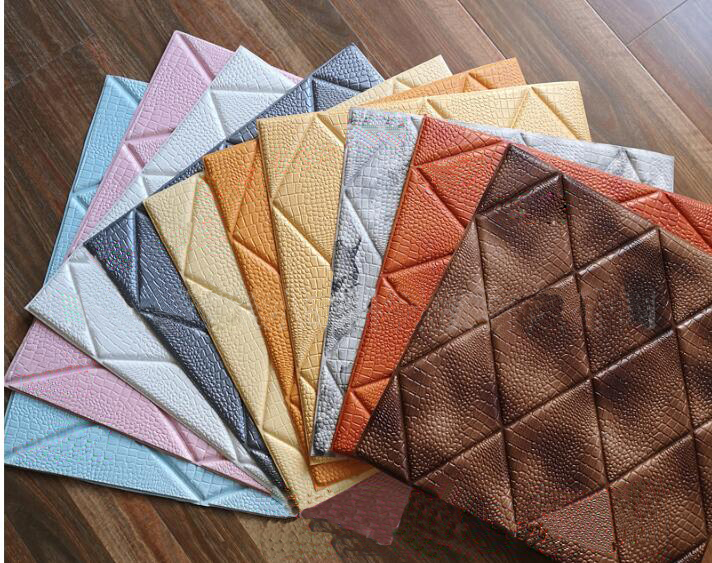 Soft Packages Design 3D Foam Wallpaper Gold Wall Paper DIY Self-Adhesive Wall Stickers Wall Panels 10mm Thickness