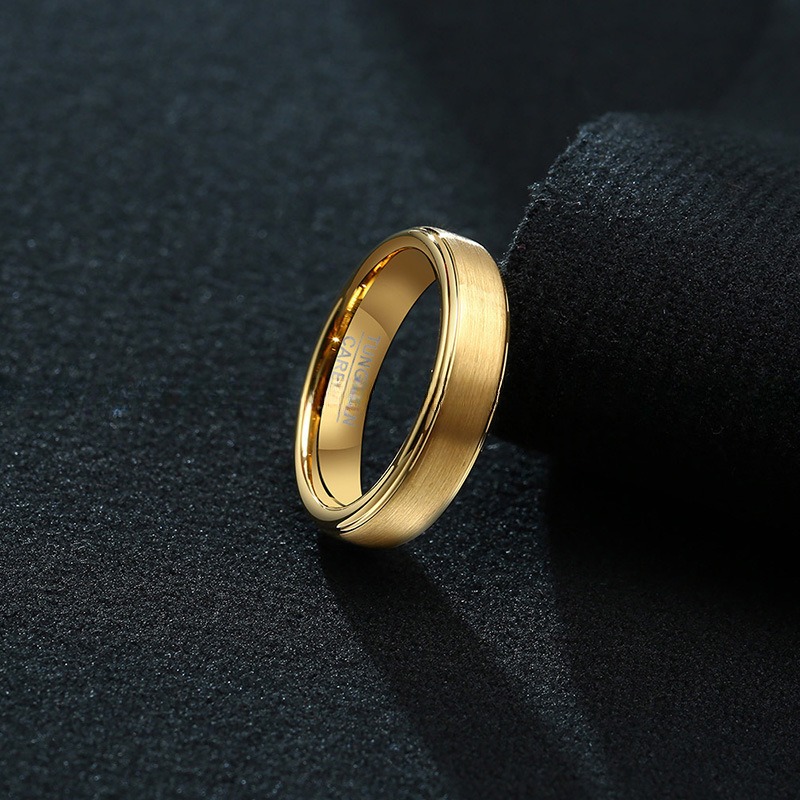 5mm Silver/Gold/Black Basic Tungsten Carbide Ring Brushed Step Edge Men Women Engagement Promise Wedding Band