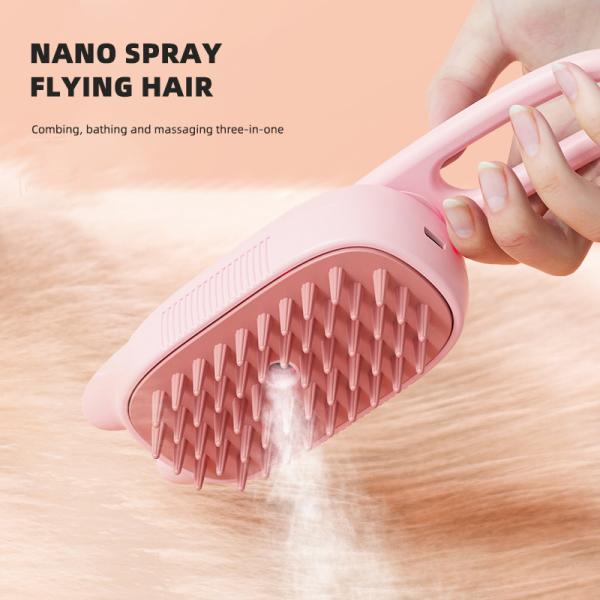Pet Grooming Brush Cats Long Handle Electric USB Water Spray Steam Comb Dog Hair