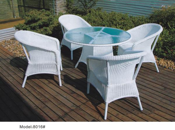 5-piece synthetic rattan wicker outdoor glass top restaurant dining furniture 4