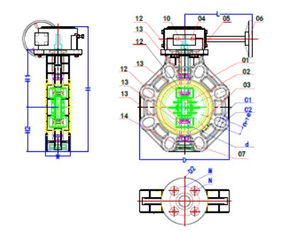 150psi UPVC PVC Worm Gear Wafer Butterfly Valve with EPDM O-Ring