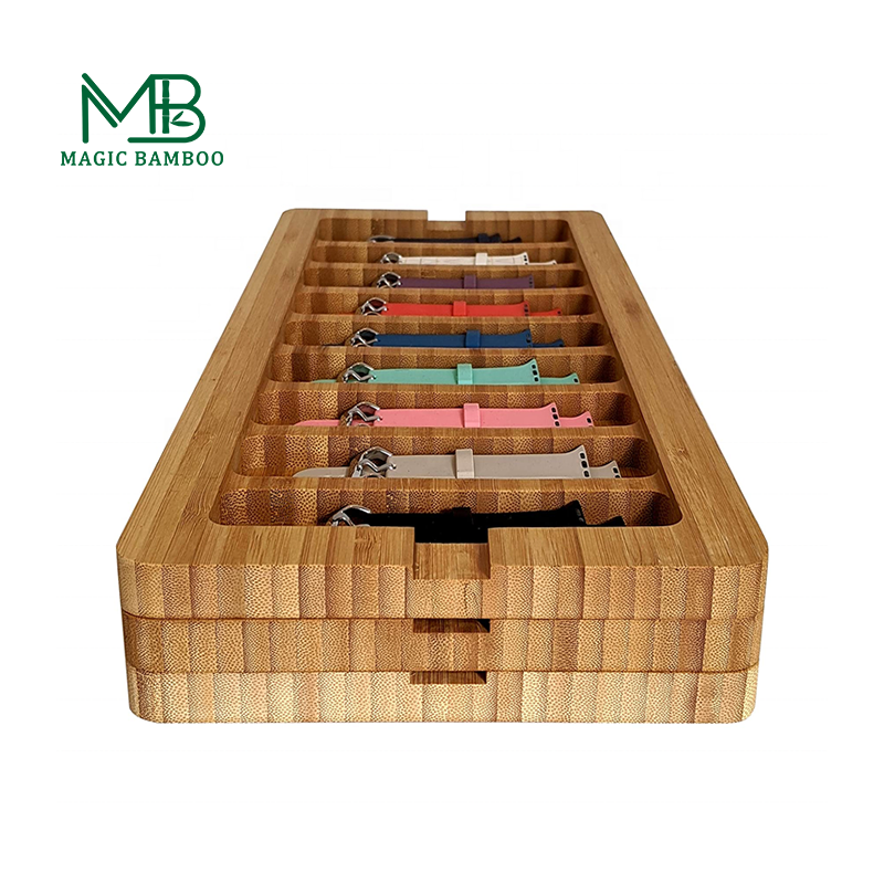 2023 Sustainable Glossy Makeup Storage Drawer Organizer Bamboo Cosmetic Display Box