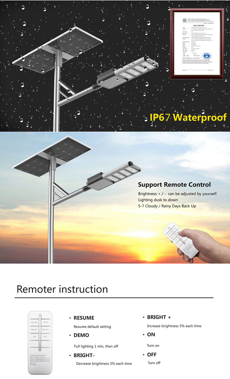 30watts 100w Solar Hybrid Street Light LED Solar Powered Lights IP65 Waterproof