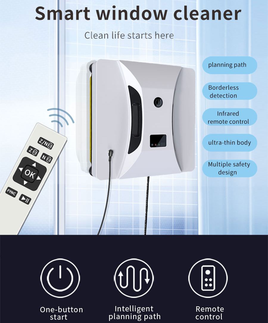5600Pa Electric Window Cleaner Robot Low Noise 24V Wireless Window Cleaning Robot