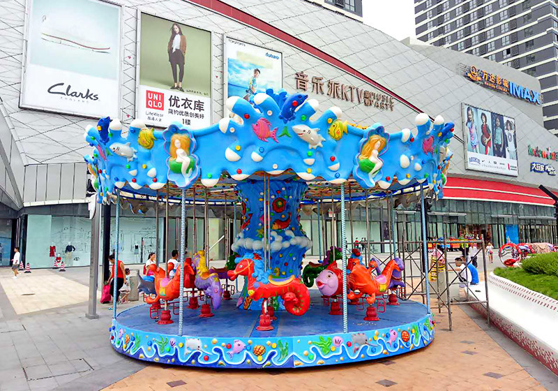 3000W Power Theme Park Carousel Children'S Carousel Ride Blue Ocean Series