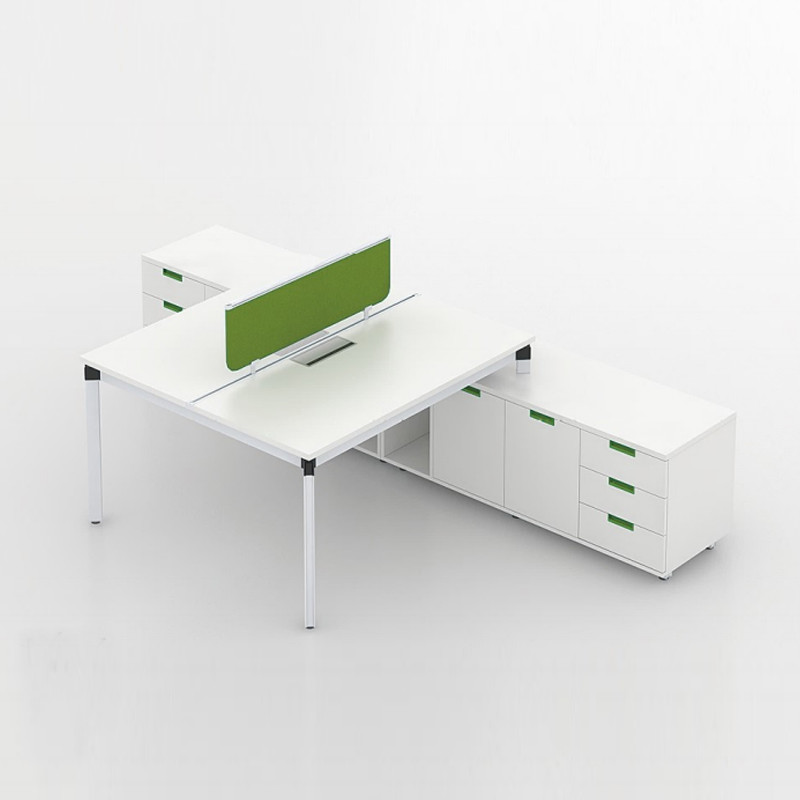 White Wood 2 Person Office Workstation Desks For Comfortable Office
