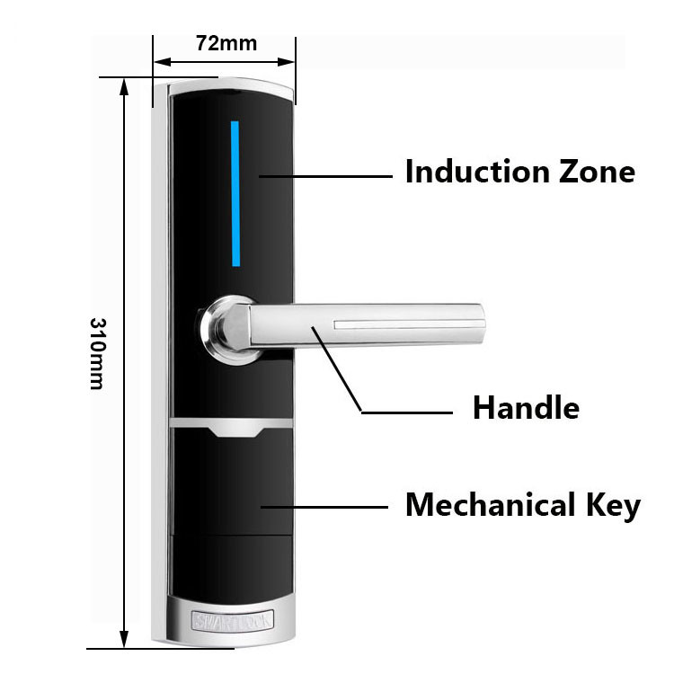 RF Temic Card ANSI Mortise Hotel Electronic Locks 310×72mm RFID