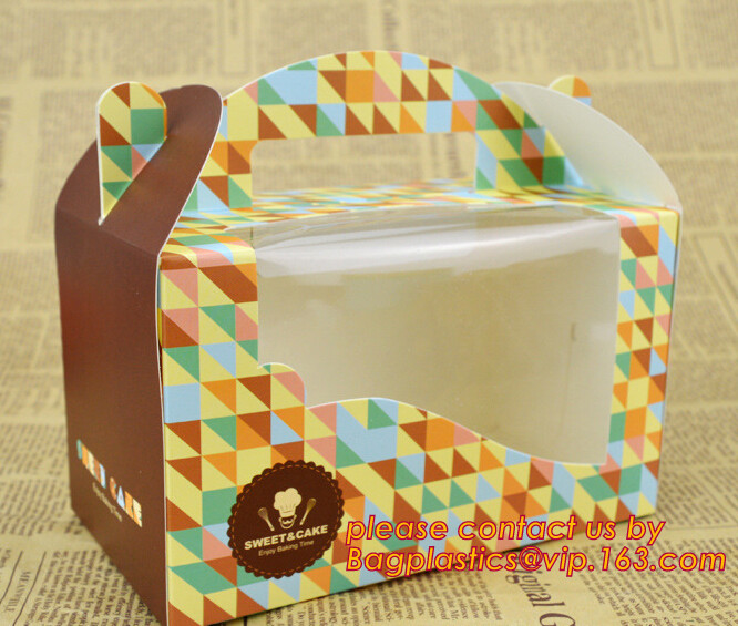 Wholesale custom Paper Cookies packing Cake Box with PVC window,Wholesale Plastic Square Birthday Wedding Packaging Clea