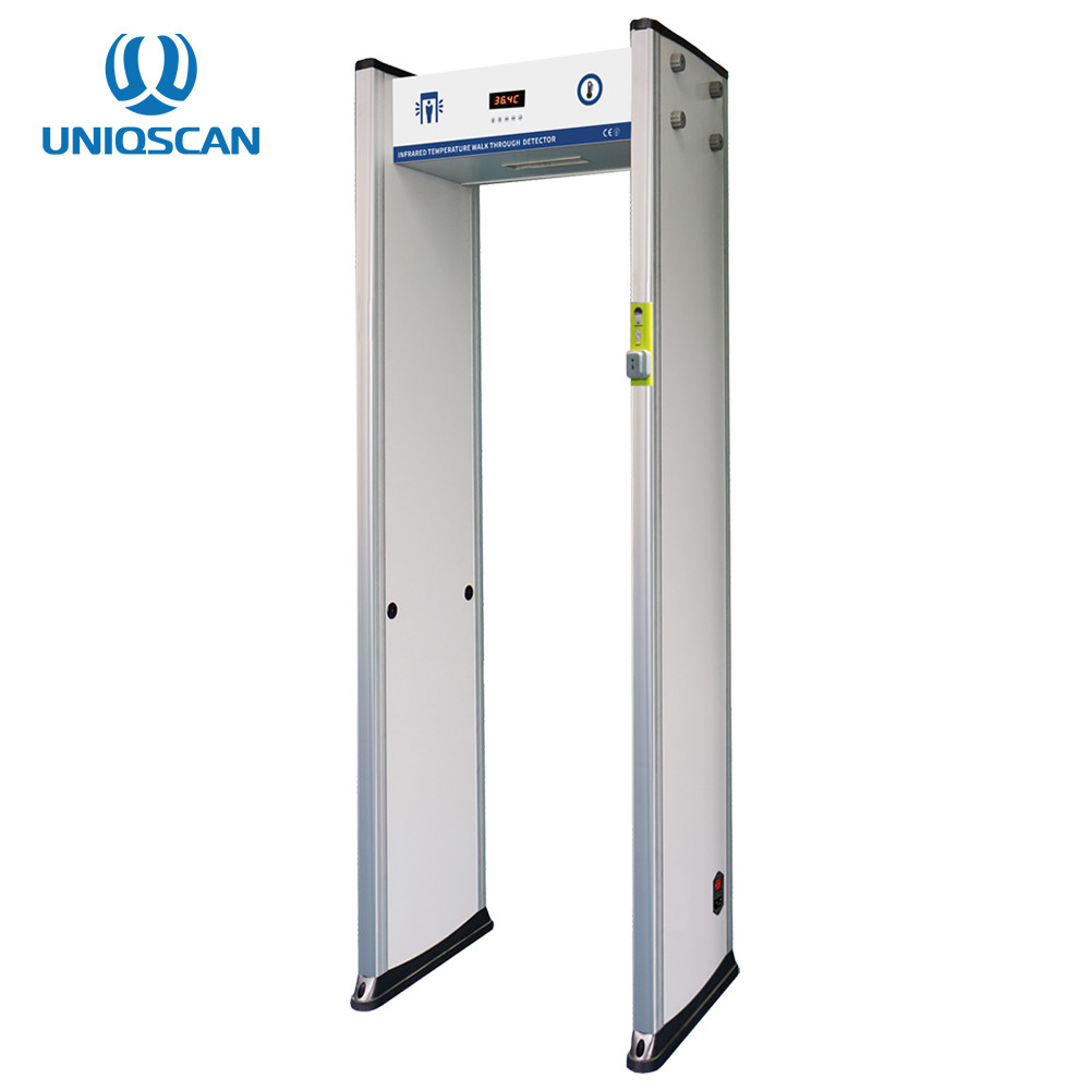 Public Security Checking UB500T 6 Zones 5-15cm Walk Through Metal Detector With Temperature Scanner