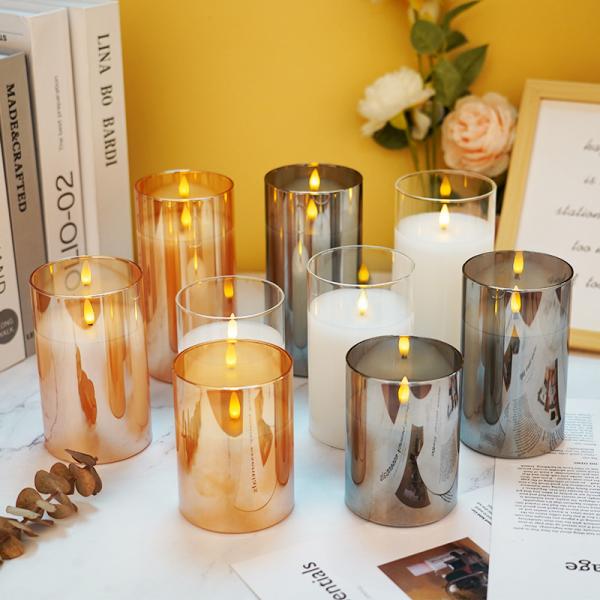 Battery Operated Paraffin Wax Flameless Flickering Pillar Candles With Remote