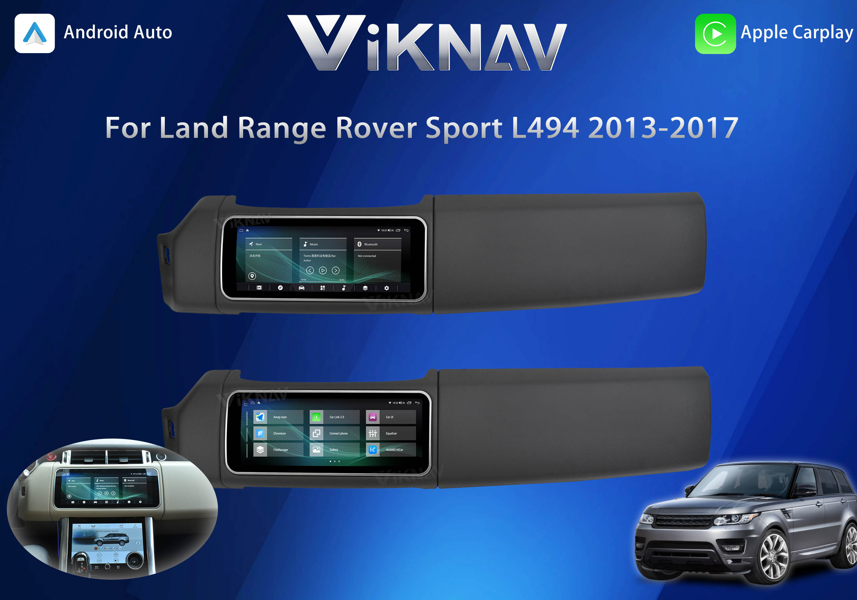 Viknav 12.3 Inch Upgrade Car Radio For Range Rover Sport L494 2013-2017 GPS Navigation Multimedia Player Wireless Carplay Auto Stereo Touch Screen