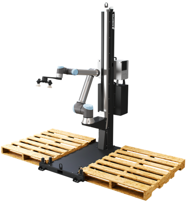 Manipulator universal robots UR10 ROBOTIQ palletizing solution quick to receive and install, quick to program for pallets