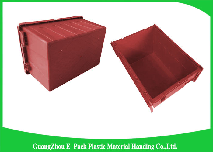 Warehouse Nestable Plastic Tote Boxes / stackable bins with hinged lids