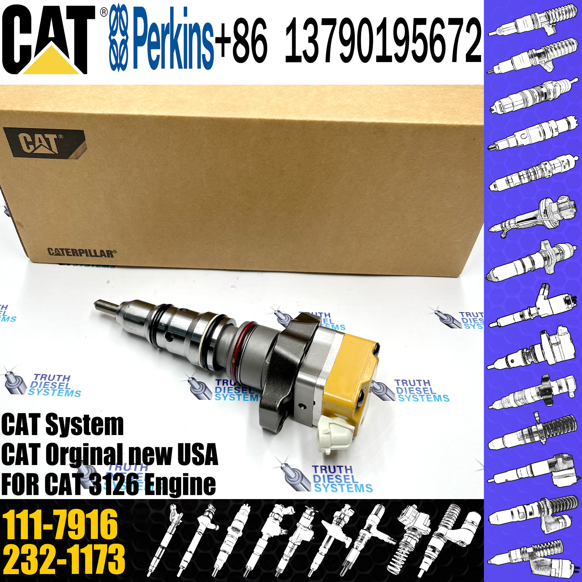 C-A-T common rail injector 177-4753 138-8756 111-7916 174-7526 for 3126 diesel engine injector assembly