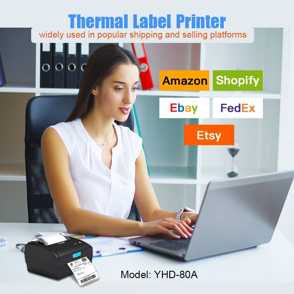 80MM Thermal Barcode Printer Bluetooth Thermal Sticker Label Printer 160mm/Sec