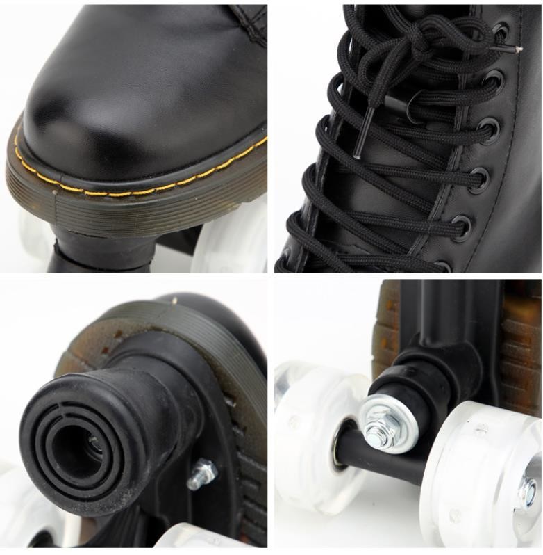 Combat Boot Quad Outdoor Roller Skate With Led 4 Wheels