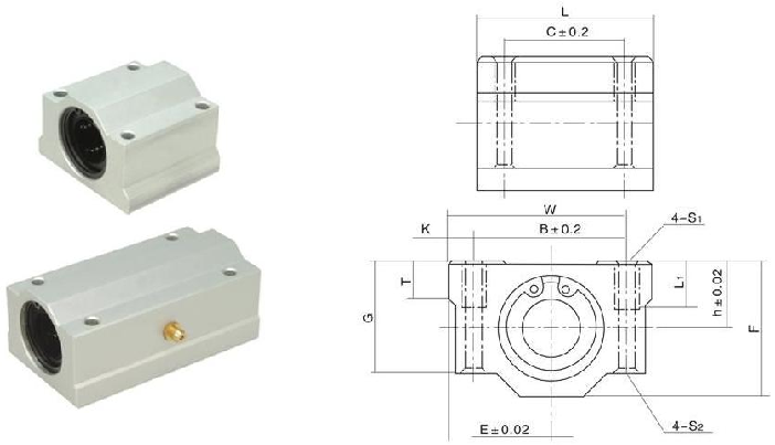 Aluminum Linear Motion Bearing Block Lightweight Linear Motion Slide Unit Customized