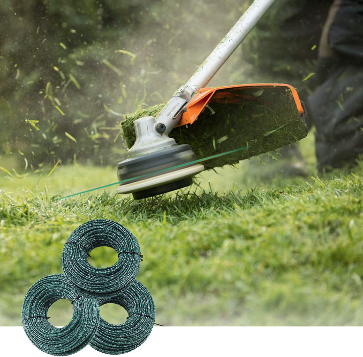 Twin-Core Spiral Trim Wire Heavy Duty Trimmer Line 0.95 "x 460Ft