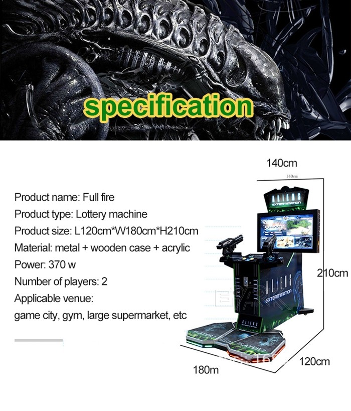 Coin Pusher Shooting Arcade Game Machine 42" Aliens Extermination With Pedal