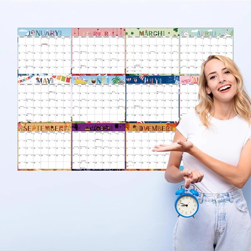 December End Month Custom Wall Calendars Major US Holidays Marked for Customization Needs