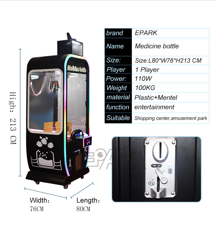 English Version Lucky Fortune Gift Crane Claw Machine With LED Lamp