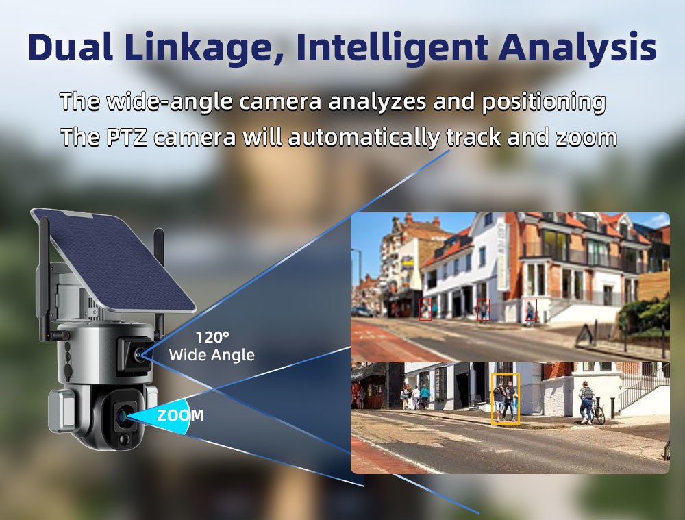 Android IOS APP Solar Powered 4K Security Camera Starlight 10x Optical Zoom