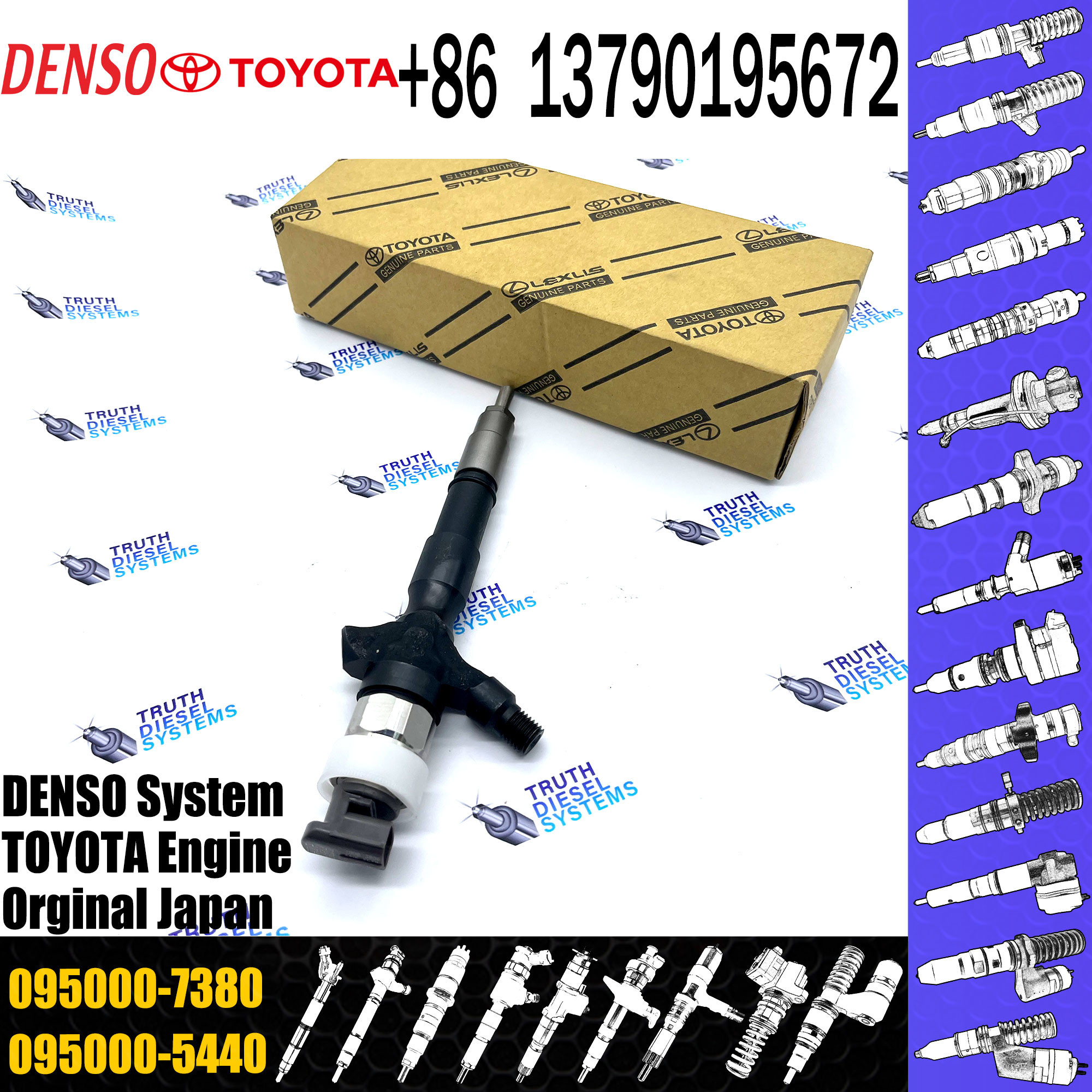 common rail fuel injector 23670-30240 095000-7380 fuel injector For Toyota 2KD-FTV