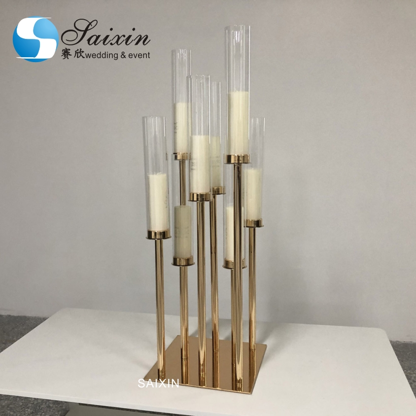 Modern Silver Gold Black Metal And Crystal Candelabra Glass Candle Holder 90CM