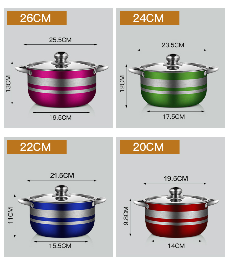 Kitchen Cookware Sets Non Stick Colorful Stainless Steel Sets Cooking Pots