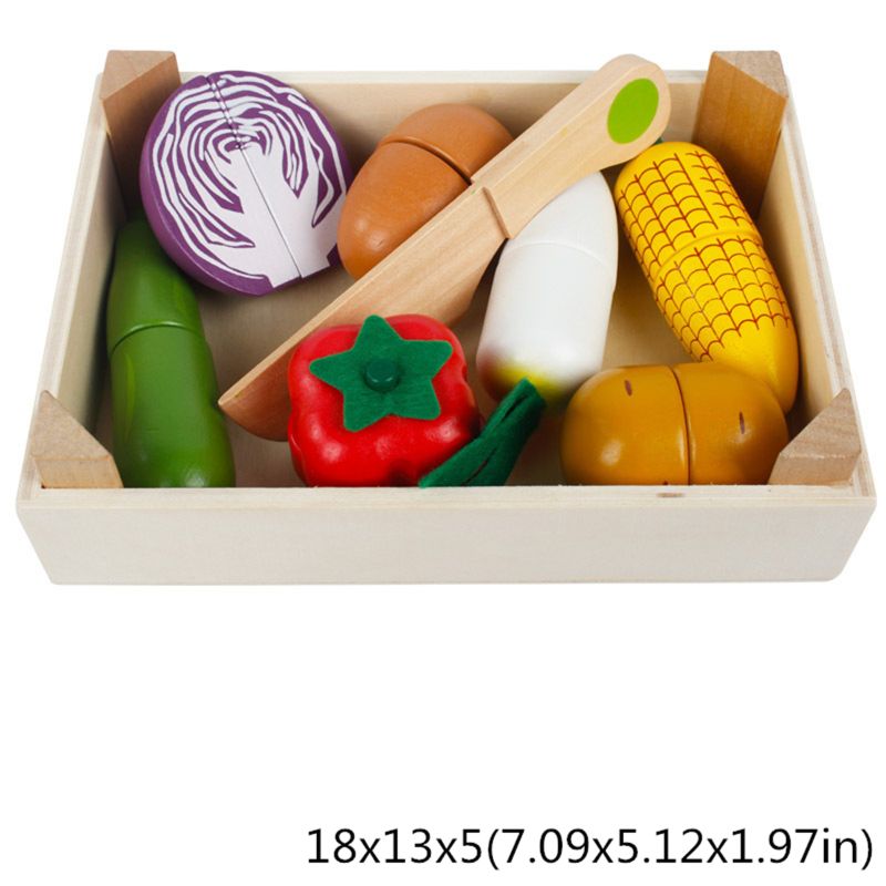 Education 9.25in Wooden Fruit And Veg Toys Magnetic Fruit Cutting
