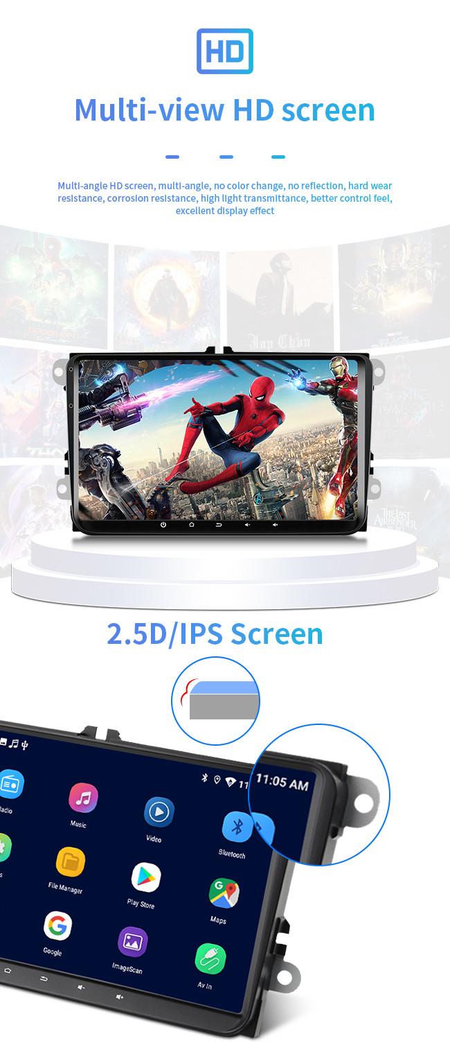 VW 9 Inch Car Android GPS Navigation 4 Core HD Screen WiFi Music