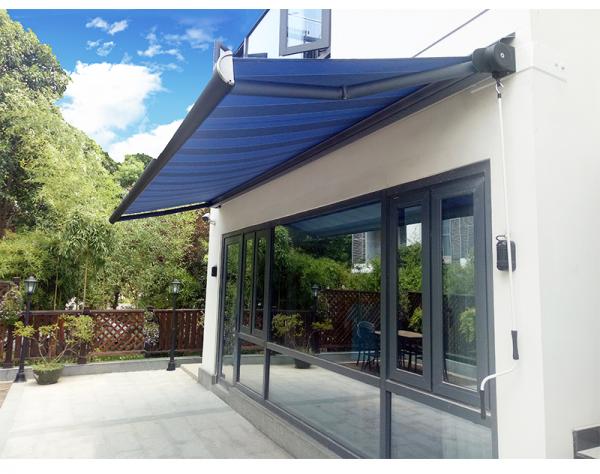 Retractable Full Cassette Electric Awning With Remote Control LED Light