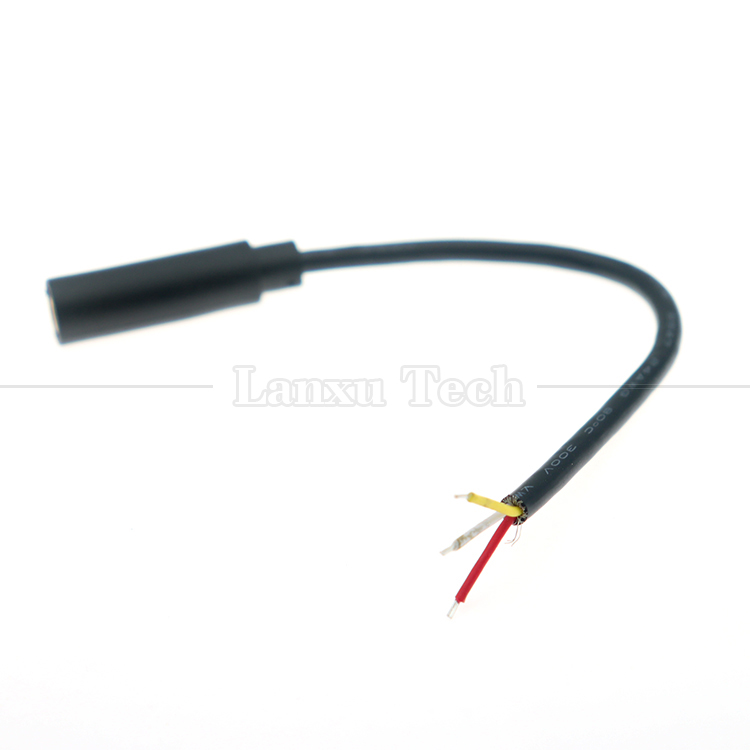 Gold Plated 3.5mm TRS 3 Ploes Shield Audio Jack Female to Tinned Bare Wires Open End Cable