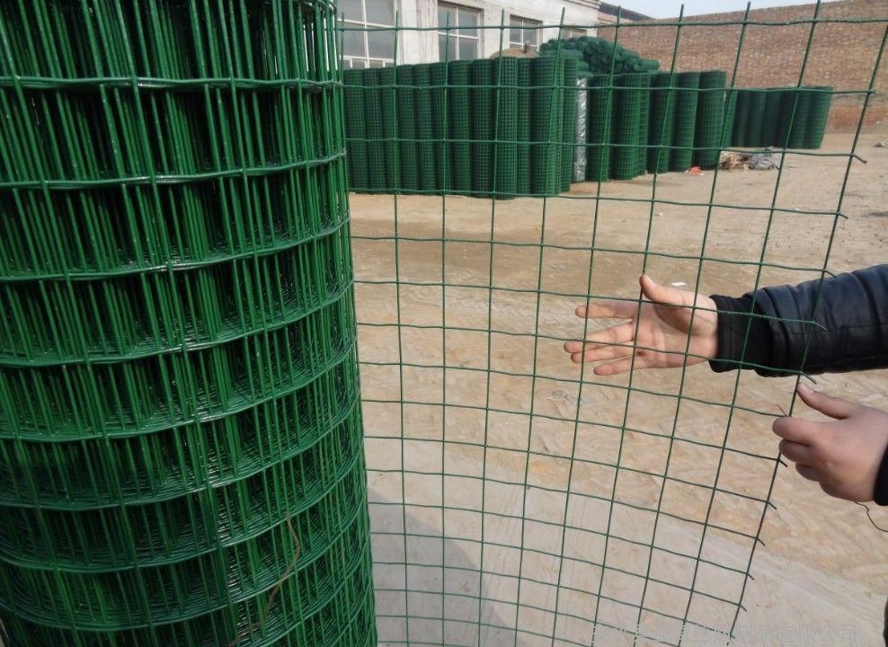 1/2'' , 3/4'' , 1'' , 1/4'' , 3/8'' hole size , green pvc coated welded wire mesh 3'x100' roll ,20kg/25kg roll weight