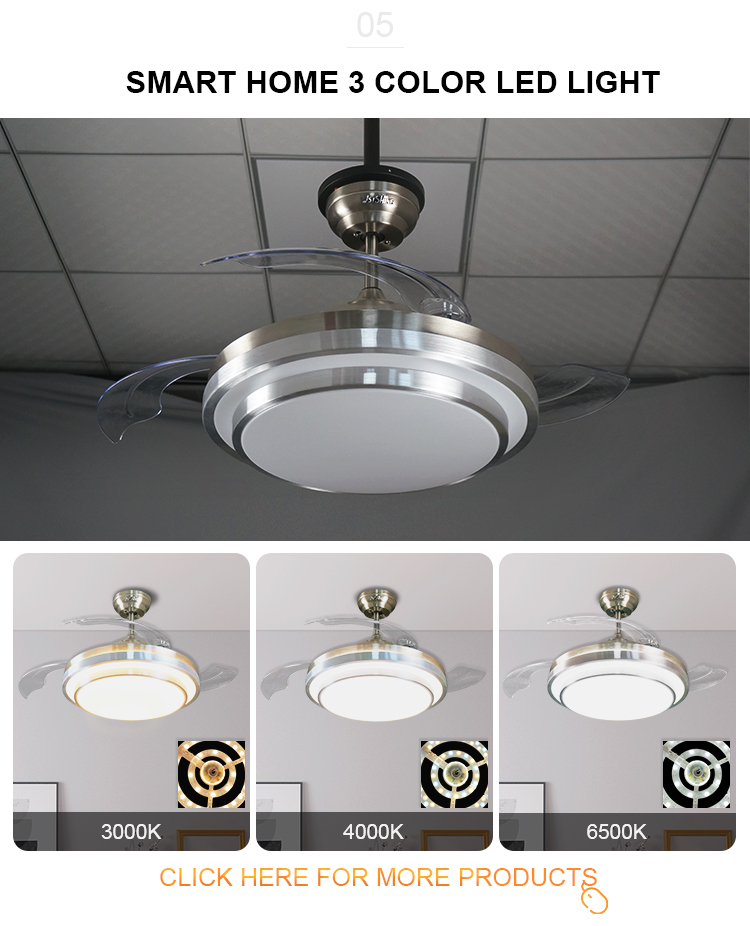 42" Hidden Blades Remote Control LED Ceiling Fan Light for Modern Decor in 3000-6000k