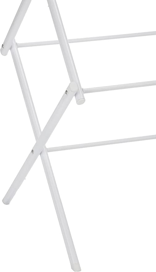 White Foldable Alloy Steel Clothes Drying Laundry Rack