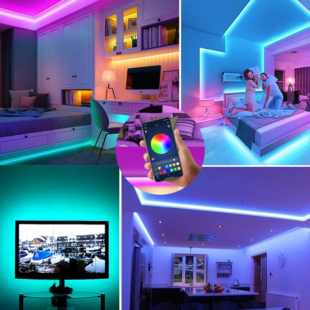 High CRI Ra 80 5m RGB Smart Strip Light Set With 24Keys Bluetooth 5V RGB SMD 5050 LED