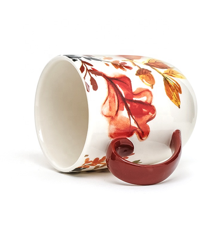 Custom Printed Coffee Mugs Harvest Style Ceramic Mug With 3D Decal In Glaze