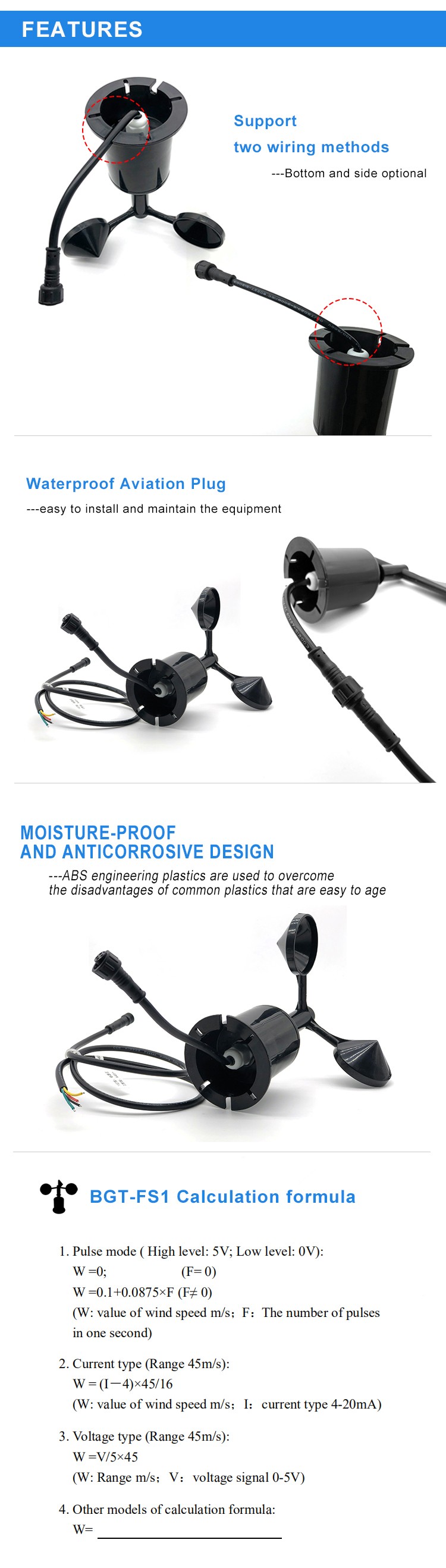 Rs485 Modbus Crane Smart Zigbee Anemometer Wind Speed Sensor for Weather Station