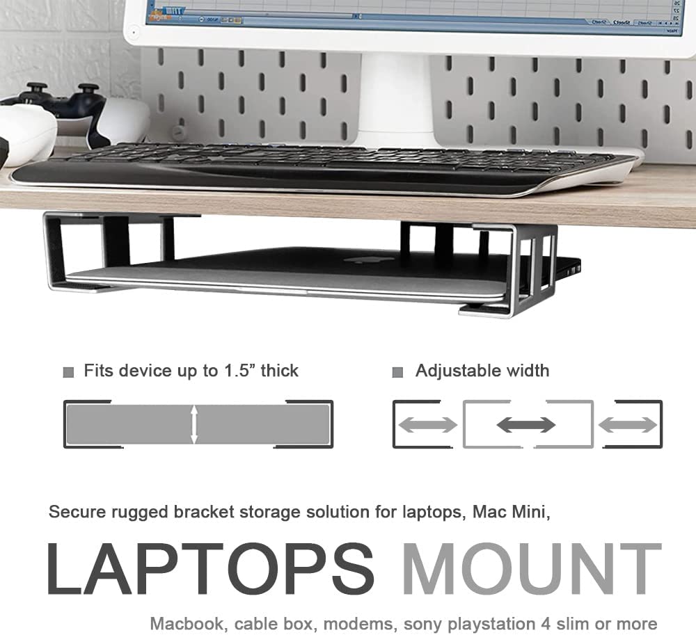 Single-side Bracket Desk Laptop Holder Mount for Standard Devices Under Desk Cable Box