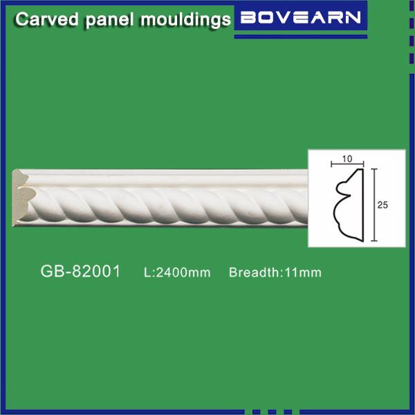 Polyurethane Carved Panel Mouldings/small Chair rails/ 25mm white primed color