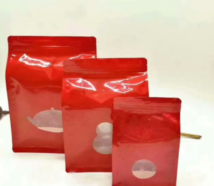 Custom Printing Aluminum Foil Plastic Zipper Flat Bottom Bag with Window for tea packing