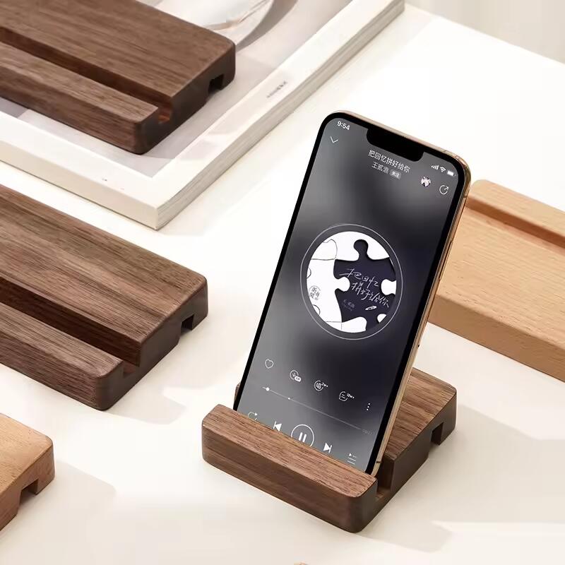 Wood Cell Phone Stand Wooden Mobile Phone Holder Universal Portable Desktop Smartphone Stand