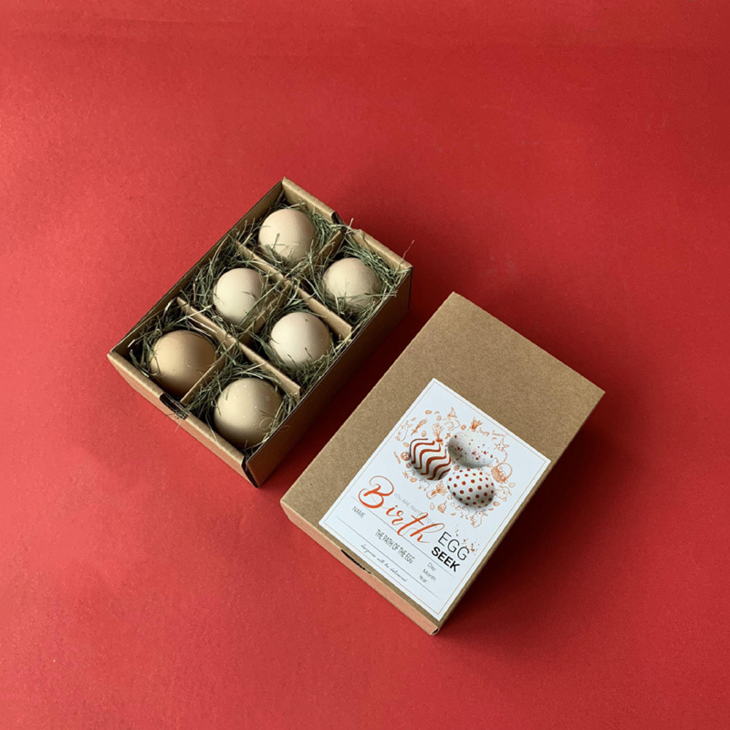 Corrugated Cardboard Egg Packaging For 6 Eggs With Gold Foil Unique Decorative Custom