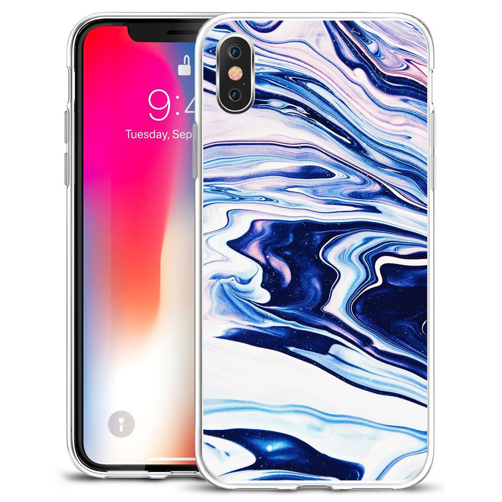 Geometric Marble Phone Case Water Color Light Weight For Iphone XS